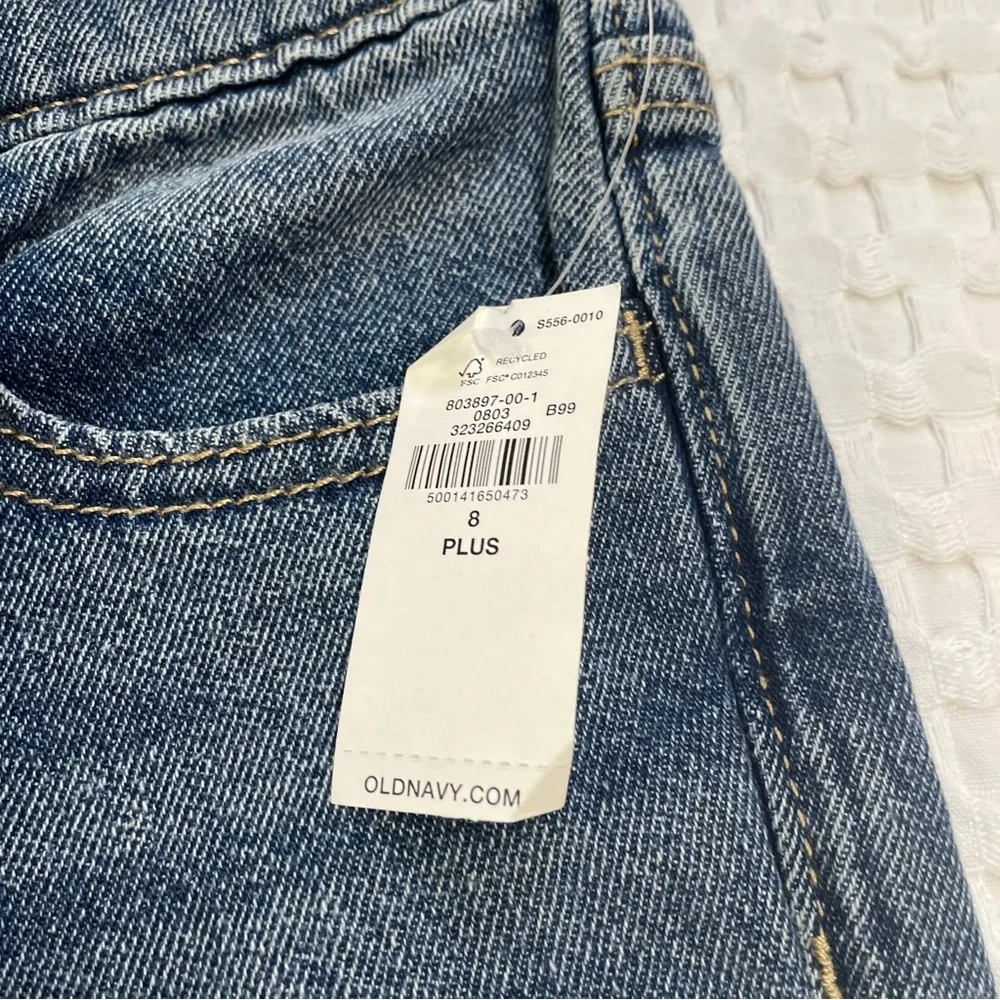 New Old Navy Baggy Wide Leg Jeans 8 Plus‎ Girls Skater High Rise Adj Waist